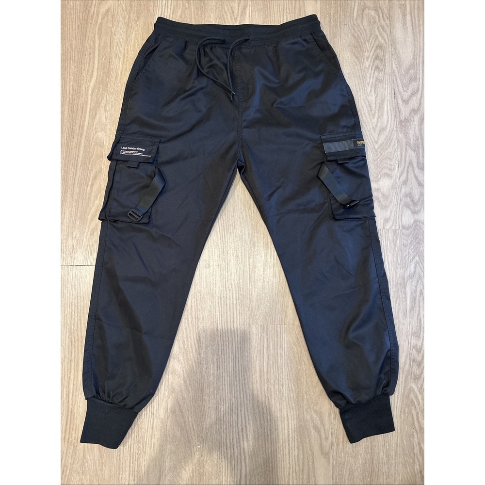 Aelfric Eden Mens Black Land Combat Cargo Jogger Pants Tactical Streetwear Sz XL